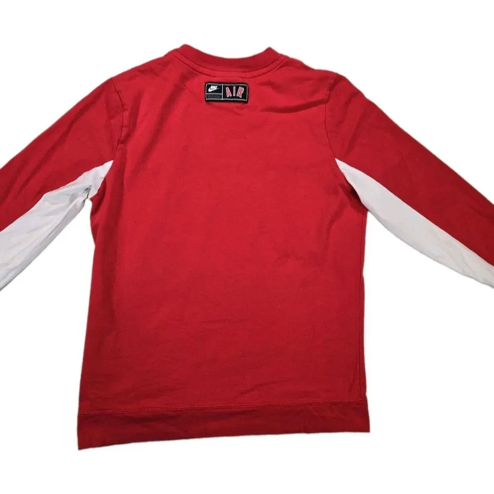 Boys Nike Air Long Sleeve Shirt Red White Graphic Crew Neck Youth XL